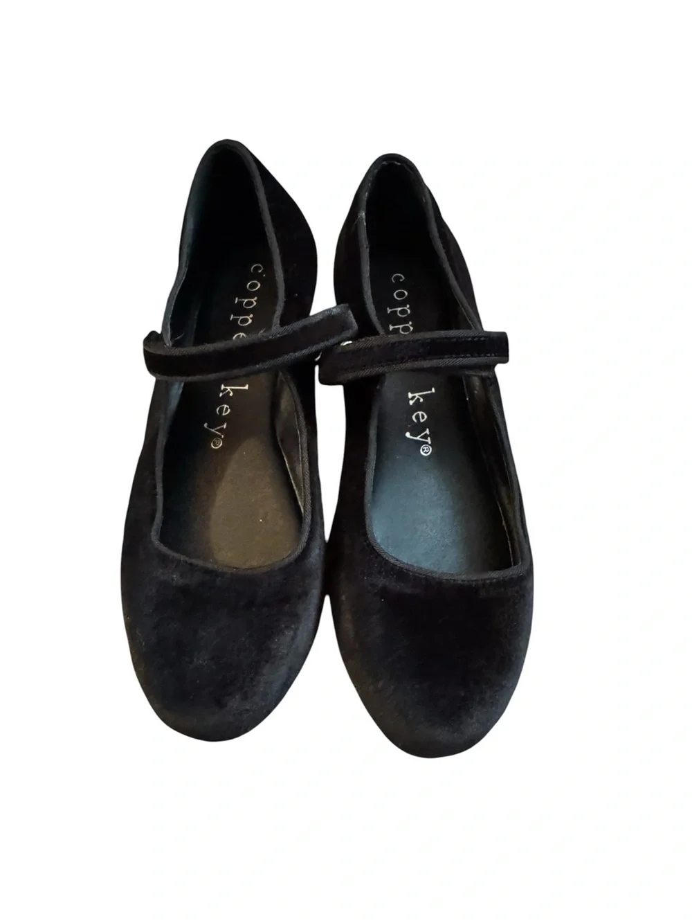 Copper Key Black Velvet Mary Jane Flats, Size 3, Like New Shoes